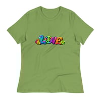 Image 1 of Women's Relaxed T-Shirt, Love, Peace and Flowers Hippie Flower Power Tee