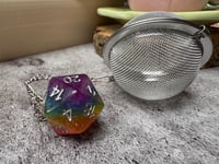 Image 4 of Rainbow D20 Tea Strainer Ball | Dungeons and Dragons Dice Tea Strainer
