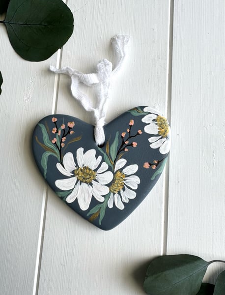 Image of Ceramic Heart Ornament - Slate Blue