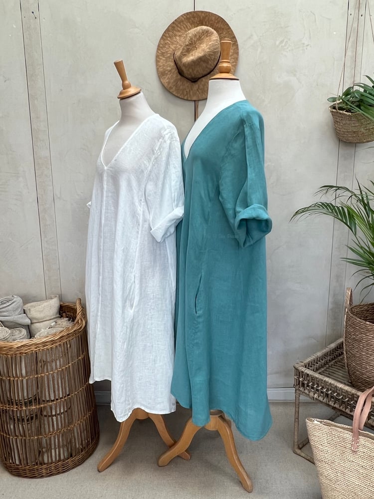 Image of Robe En Lin Alizé Aqua Sea