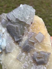 Image 17 of Large QR Code Fluorite On Druzy Quartz Matrix Specimen #2628