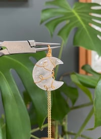 Image 1 of Clear Quartz Gold Moon Necklace