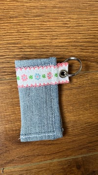 Image 2 of Denim and flowers keychain/chapstick holder 
