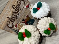 Image 4 of Chunky Knit Christmas Pudding Cushion