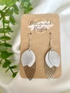 SILVER LEATHER PETAL EARRINGS