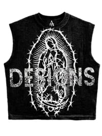 Image 1 of #Barbwire Virgin Mary Cut off Sleeves Thermo 