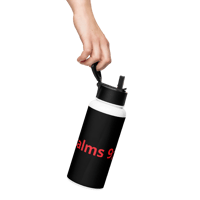 Image 10 of Stainless steel water bottle with a straw lid (Psalms 9;11 Black and Red)