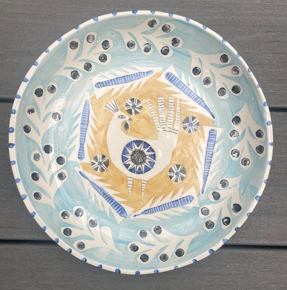 Image of Pale turquoise hen plate 