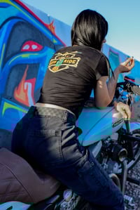 Image 1 of women’s cropped ribbed tee (lets ride)