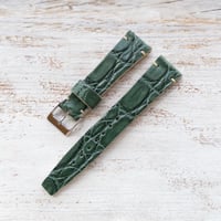 Image 2 of 20mm Two Stitch Crocodile Strap In Green