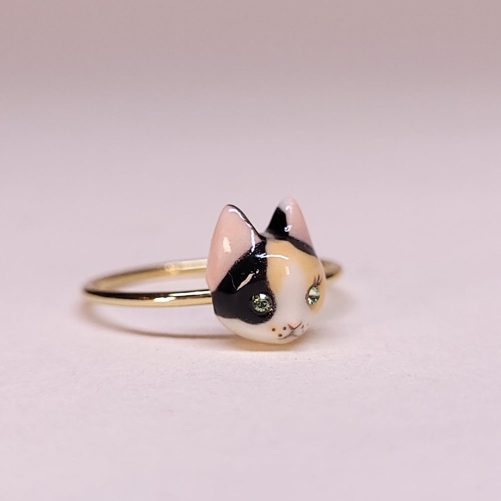 Image of Calico Porcelain & Gold Filled Cat Ring