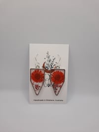 Image 3 of Pressed Flower Red Resin Christmas Earrings