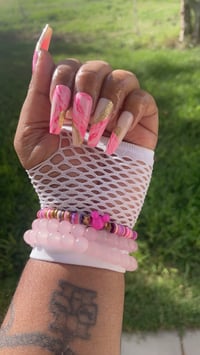 Image 4 of Nails - Long (Pink Gold Design)