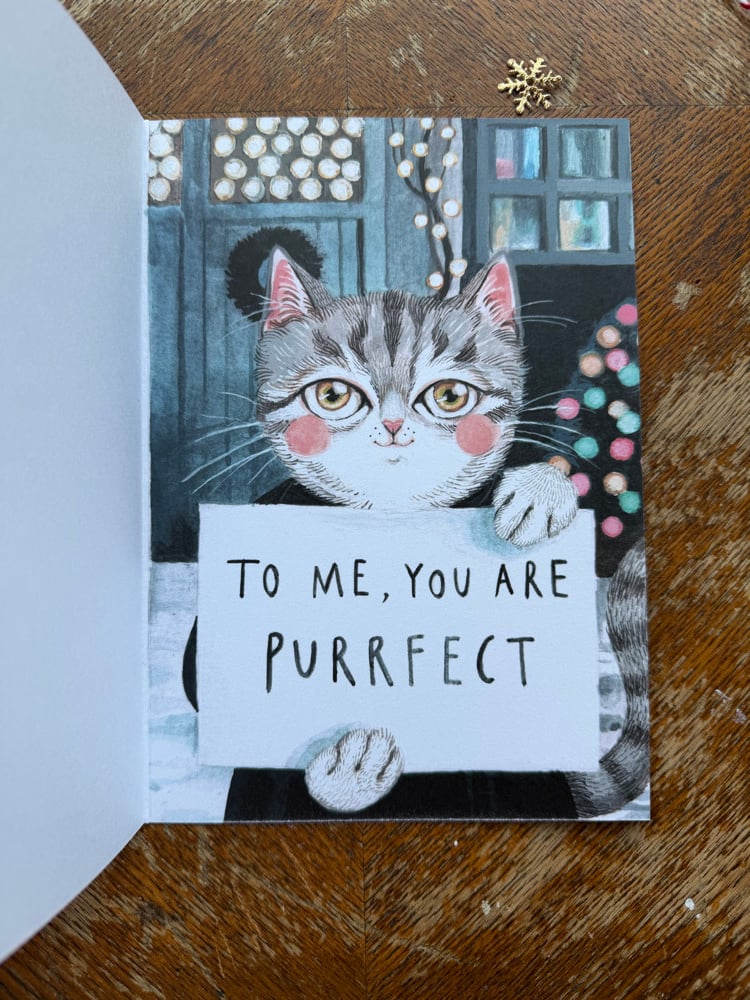 Image of XL Cristmas Card "Purrfect" Set Of 2