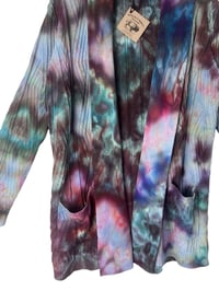 Image 4 of M Sweater Cardigan w/ Pockets in Dark Watercolor Snow Dye
