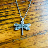 Image 1 of Set of 5 dragonfly silver plated necklaces 