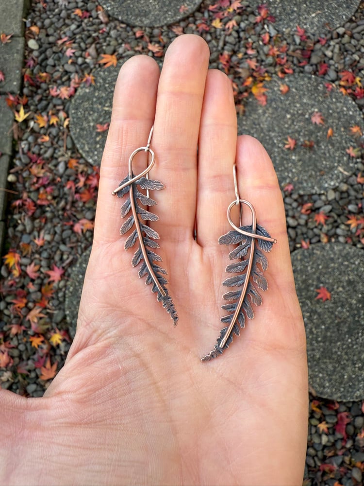 Image of Copper Autumn Fern Dangle Earrings