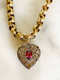 Image 3 of DIAMOND & TOURMALINE HEART PENDANT 