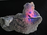 Image 17 of Large UV Calcite On Druzy Quartz Statement Piece #1924