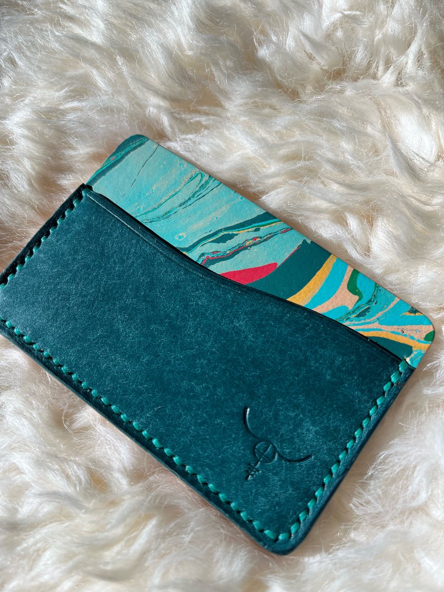 Image of Ortensia Pueblo/Seafoam Marbled Horizontal Cardholder 