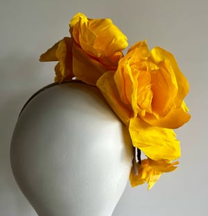 Image of Yellow silk flowers headpiece 