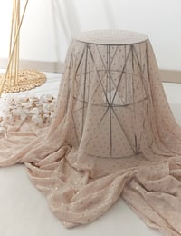 Image 2 of Boho fabric for background - decoration - photoshoot - beige with golden dots