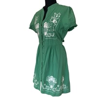Image 7 of Sunny Girl Green Cotton A Line Embroidered Dress - Size L