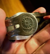 Image 10 of Vintage Fred Harvey 3 stone cuff 