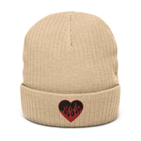 Image 3 of Flaming Heart Ribbed knit beanie