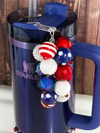 Image 6 of Fourth of July Memorial Day Patrotic Red White and Blue Tumbler Straw Bauble