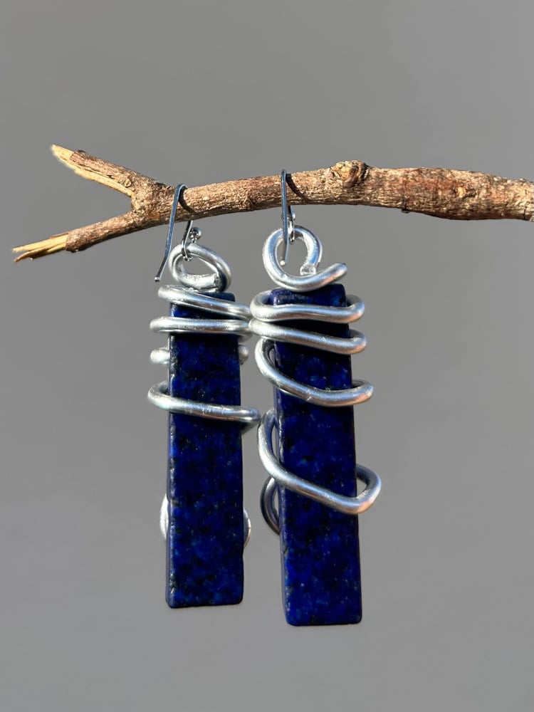 Image of ✧Lapis Lazuli Spiral Earrings
