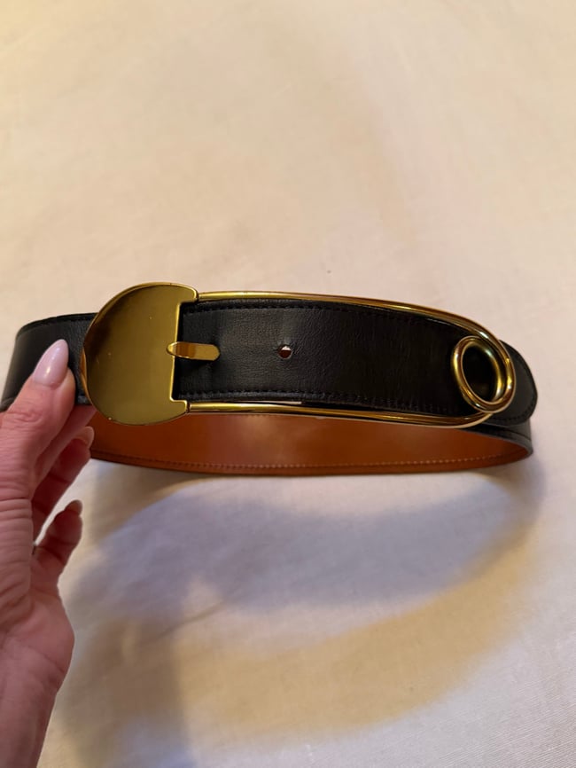 rare 70s brass safety pin punk belt 