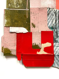 Image 4 of Red and Khaki Printed And Painted Collage Composition