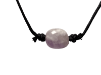 Image 1 of New! Wrap-around cotton vegan cord polished pastel purple jade pendant necklace unisex boho