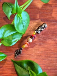 Bronze Leafy Dangle Bead with Carnelian 