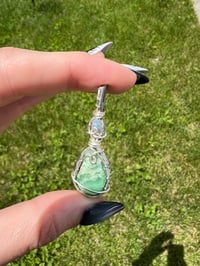Image 3 of rainbow moonstone x chrysoprase pendant