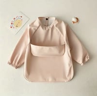 Image 1 of Long-Sleeve Waterproof Baby Smock Bib in Beiges 