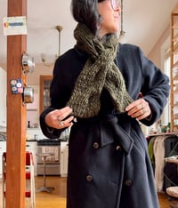 Image 3 of Arnprior Cable Ribbed Reversible Keyhole Scarf of Merino Bulky Wool (shown  in  Gris + more colours)