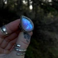 Image 3 of Moonstone Ring With Leaf Band~Sz 9/9.25