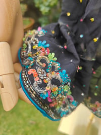 Image 5 of Boho sari beach skirt - Black jewel