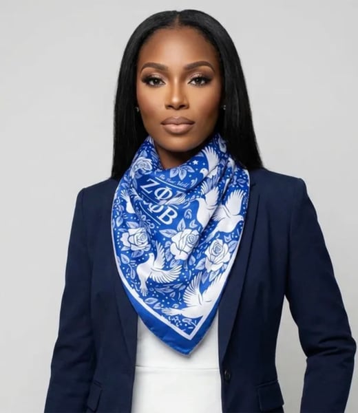 Image of ZPB Blue and White Dove Square Sorority Scarf