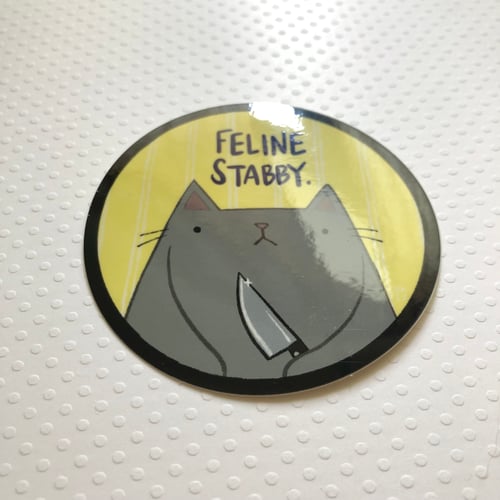 Image of FELINE STABBY vinyl sticker