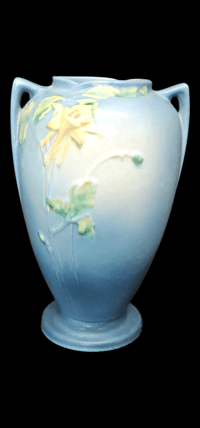 Image 2 of Vintage 1941 Roseville Columbine Vase 23-10"