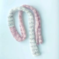 Image 1 of Skinny Scarf Light Grey&Pastel Pink