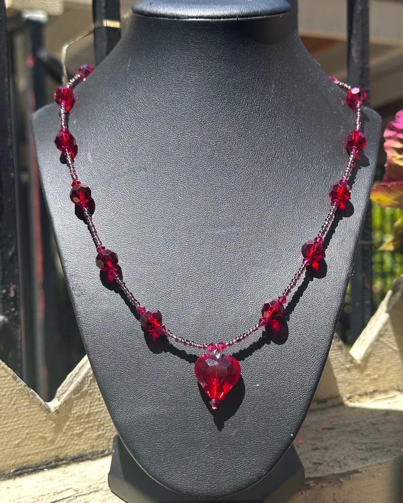 Image of glass hearts necklace