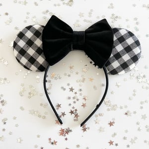 Image of Black and White Gingham Mouse Ears