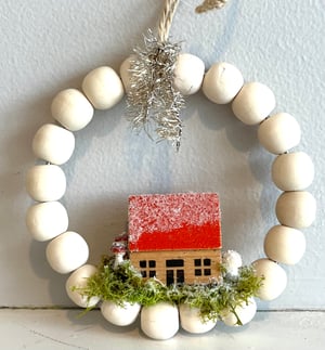 Image of Vintage House wooden wreath ornament 