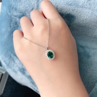 Image 1 of Oringal White Gold Au585 Pendant Popular Oval Shape 1.5CT Emerald Diamond Engagement Pendant Necklac