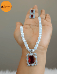 Image 2 of Riya_American Diamond Pearl Set 