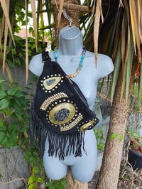 Image 9 of Dolly Bum bag suede fringe tassels BLACK and Moroccan Stone